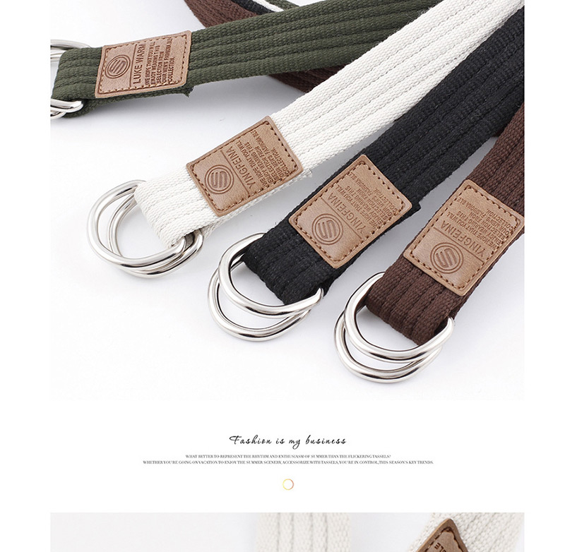 Fashion Coffee Canvas Double Buckle Belt,Thin belts
