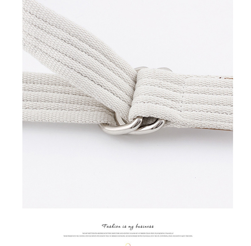 Fashion White Canvas Double Buckle Belt,Thin belts