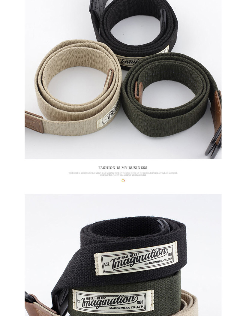Fashion Black Canvas Double Buckle Belt,Thin belts