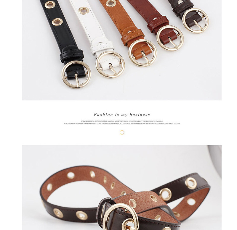 Fashion Red-brown Round Buckle Microfiber Leather Eye Belt,Thin belts