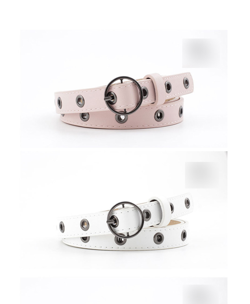 Fashion Pink Gun Black Buckle Hollow Eye Belt,Thin belts