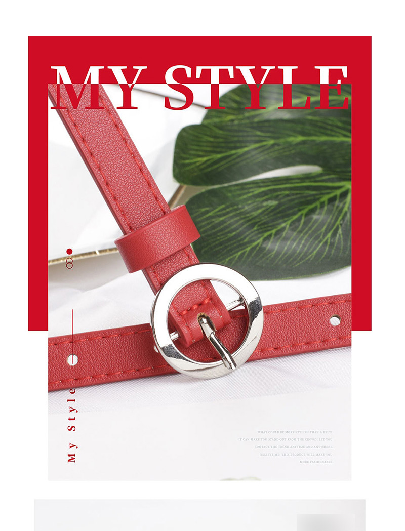 Fashion Red Round Buckle Belt Belt,Thin belts