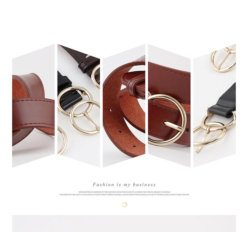 Fashion Red-brown Double Ring Pin Buckle Belt,Thin belts