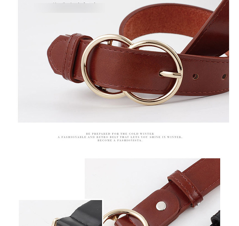 Fashion Black Double Ring Pin Buckle Belt,Thin belts