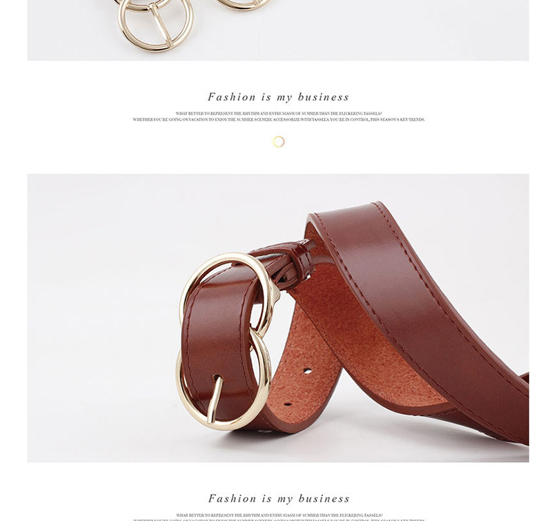 Fashion Red-brown Double Ring Pin Buckle Belt,Thin belts