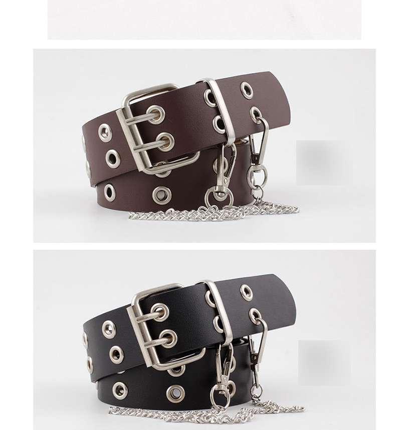 Fashion Coffee + Chain Punk Belt,Thin belts