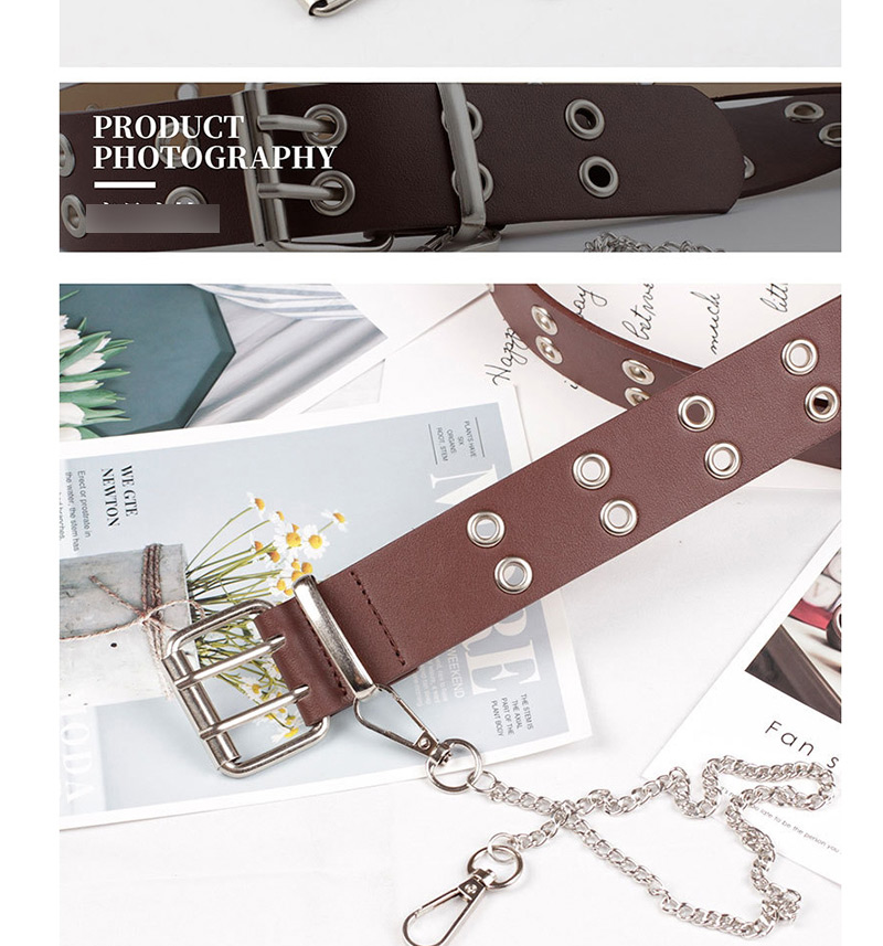 Fashion Coffee + Chain Punk Belt,Thin belts
