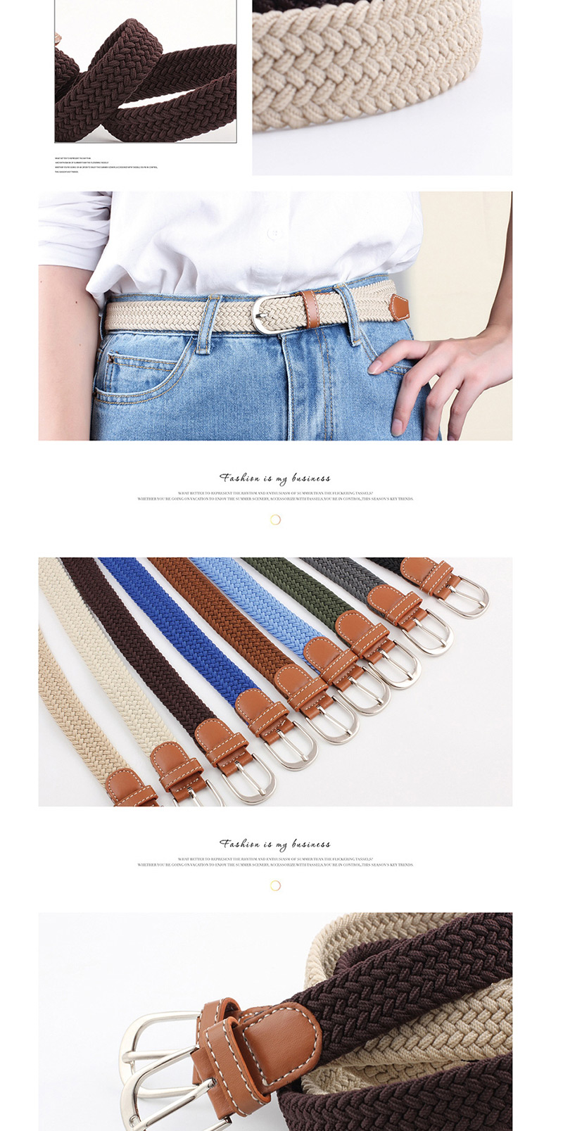 Fashion Beige 2.5cm Pin Buckle Canvas Belt,Thin belts