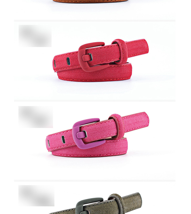 Fashion Rose Red Wide Needle Spray Buckle Rich Velvet Leather Belt,Thin belts