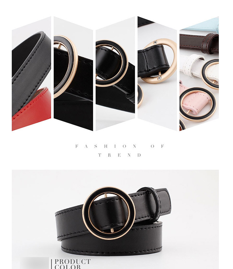 Fashion Coffee Round Buckle Black Belt,Thin belts