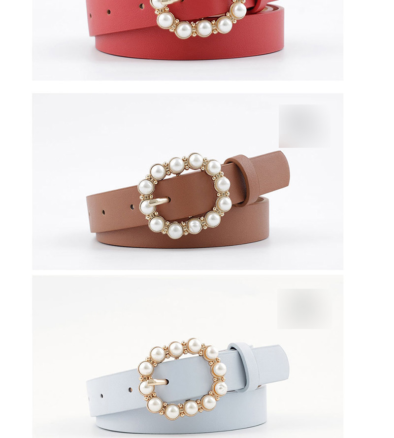 Fashion Red Leather Pearl Belt,Thin belts