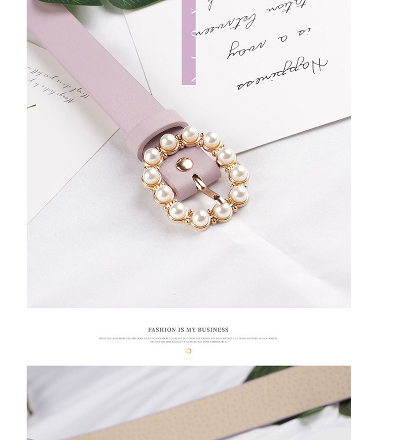 Fashion Pink Leather Pearl Belt,Thin belts