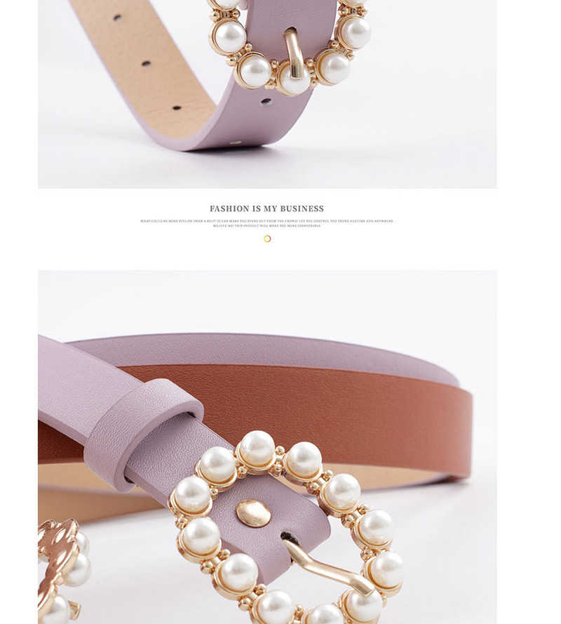Fashion Pink Leather Pearl Belt,Thin belts