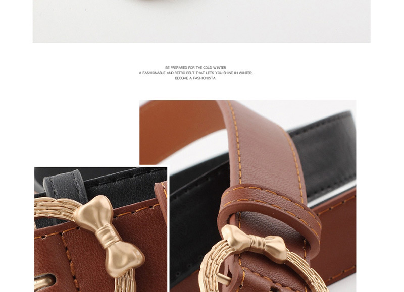 Fashion Coffee Bow Round Buckle Belt,Thin belts