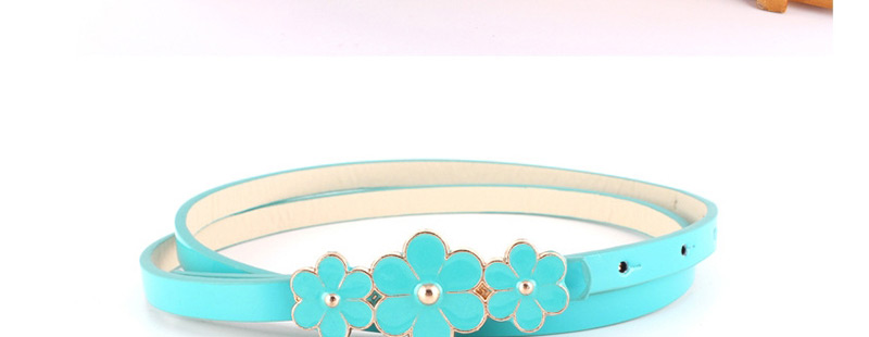 Fashion Lake Blue Flower Buckle Belt,Thin belts