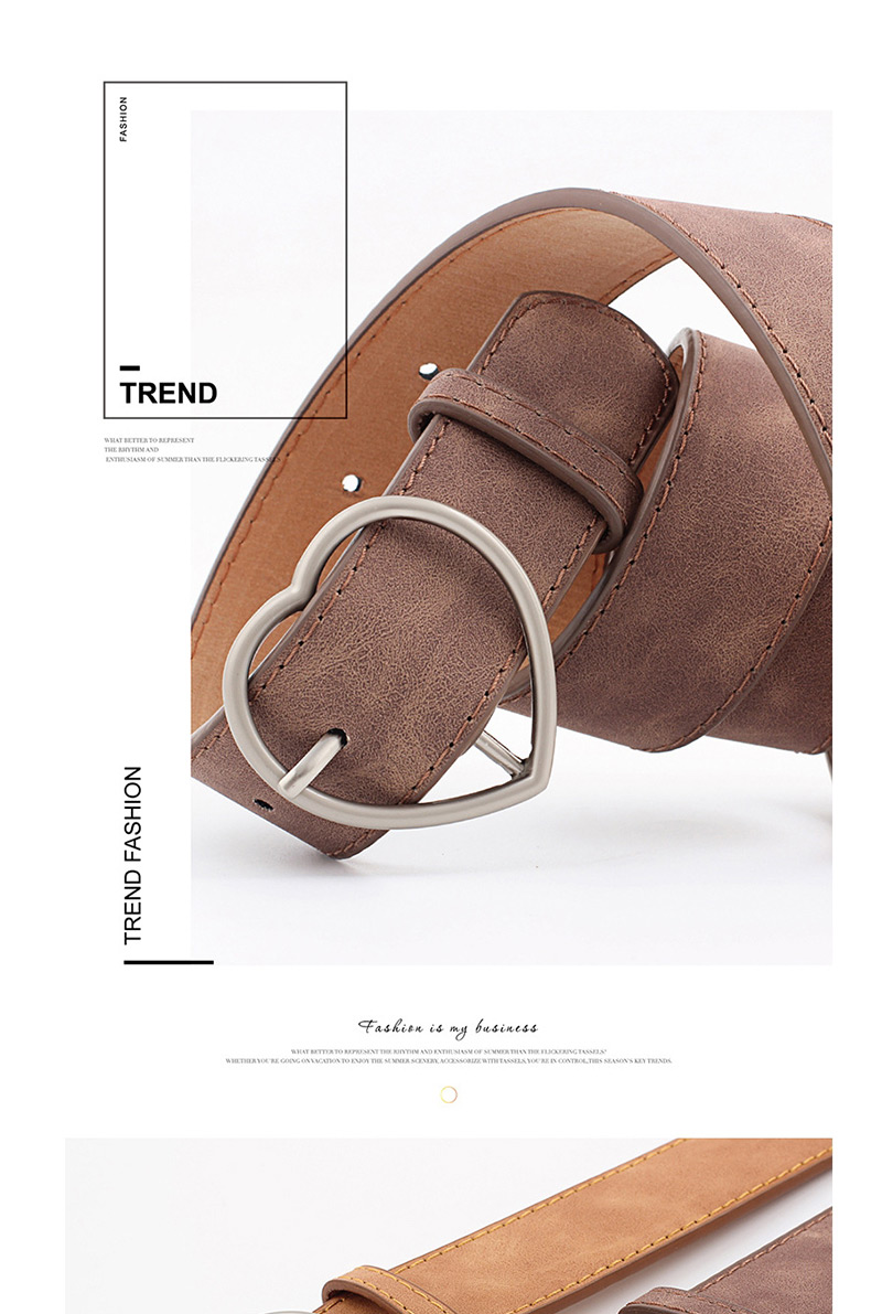 Fashion Coffee Alloy Heart Heart Buckle Scrub Leather Belt,Thin belts