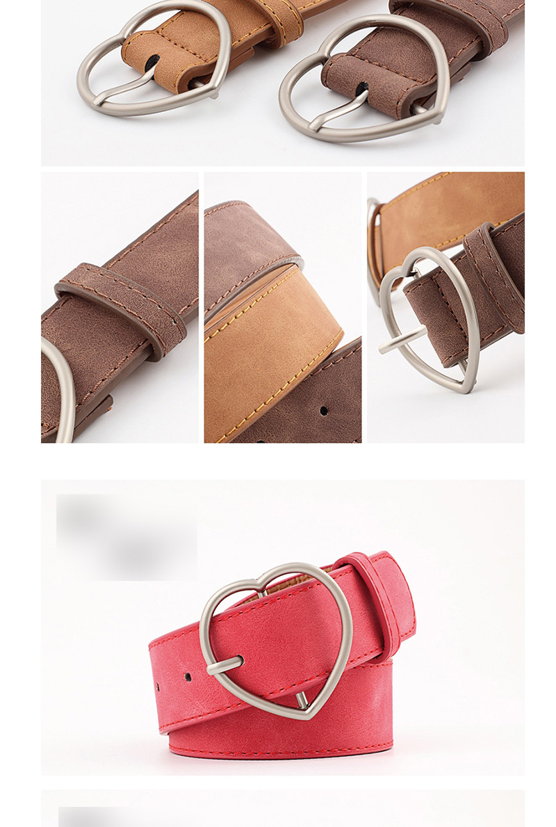 Fashion Red Alloy Heart Heart Buckle Scrub Leather Belt,Thin belts