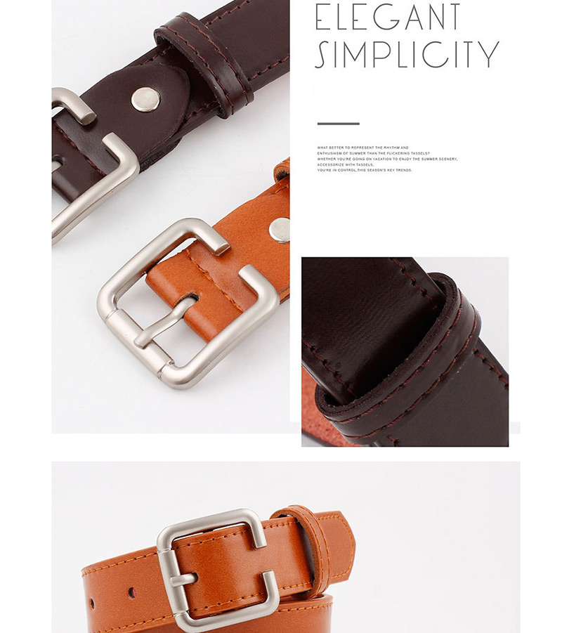 Fashion Red-brown Silver Buckle Belt,Thin belts