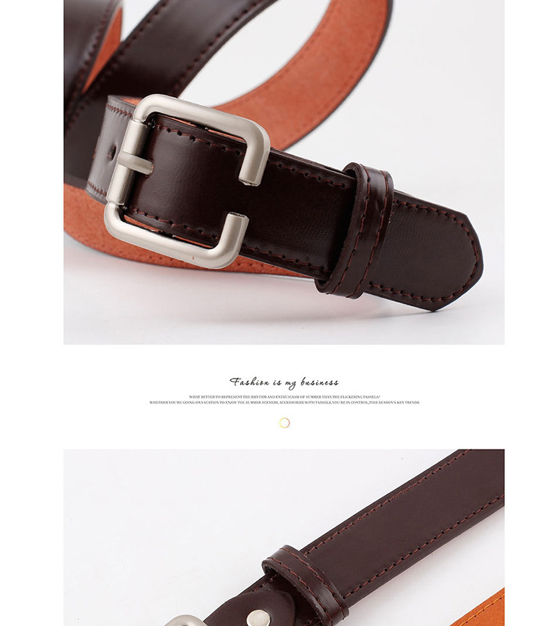 Fashion Red-brown Silver Buckle Belt,Thin belts