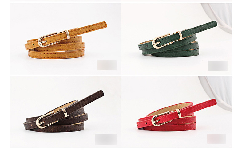 Fashion Brown Pin Buckle Matte Pu Belt,Thin belts