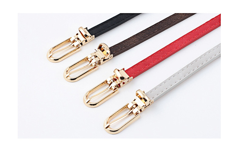 Fashion Rose Red Pin Buckle Matte Pu Belt,Thin belts