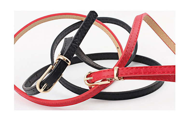 Fashion Rose Red Pin Buckle Matte Pu Belt,Thin belts