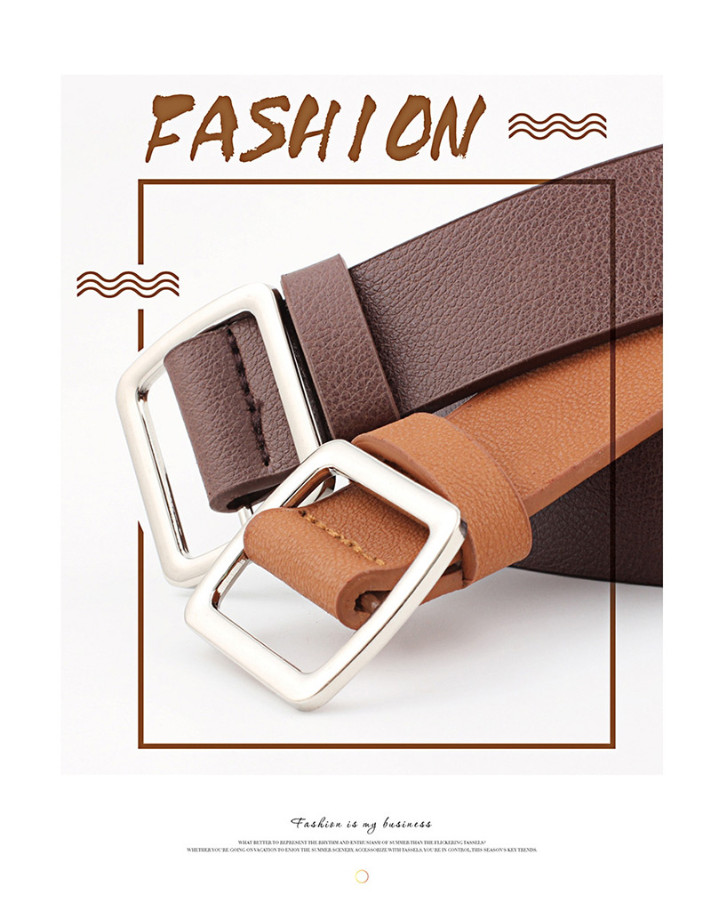 Fashion Beige Needle-free Smooth Buckle Ladies Wide Belt,Thin belts