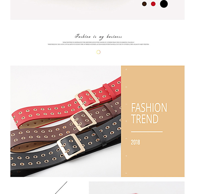 Fashion Coffee Eye Belt Double Pin Buckle Double Row Belt,Thin belts