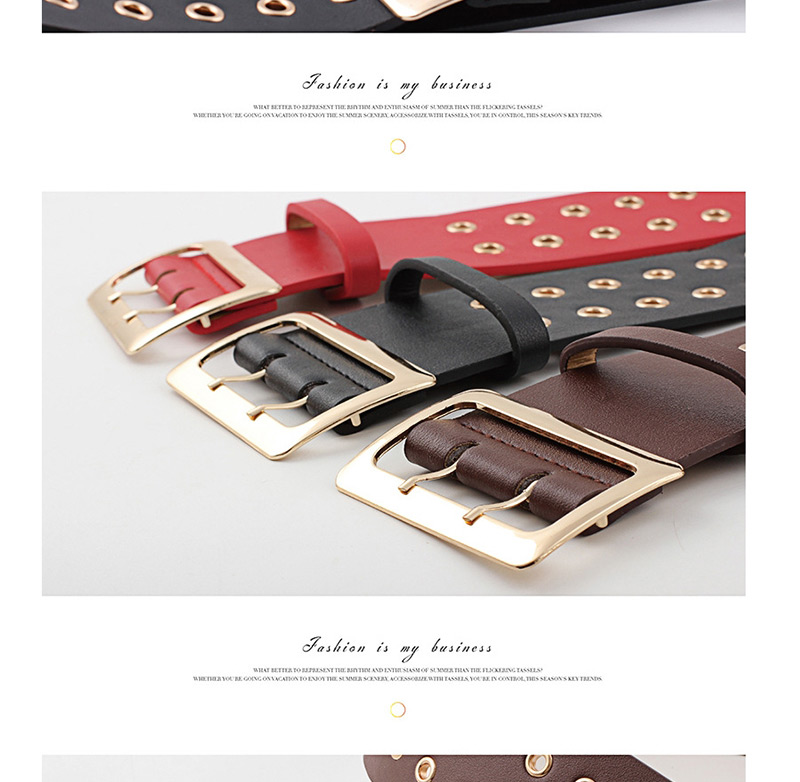 Fashion Coffee Eye Belt Double Pin Buckle Double Row Belt,Thin belts