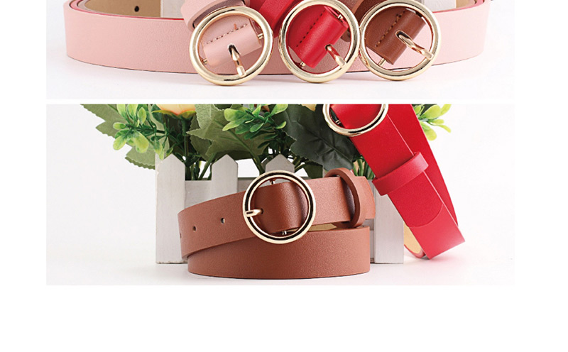 Fashion Pink Round Faux Leather Belt,Thin belts