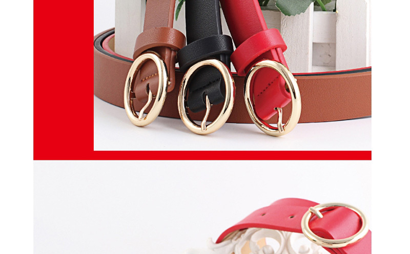 Fashion Brown Round Faux Leather Belt,Thin belts