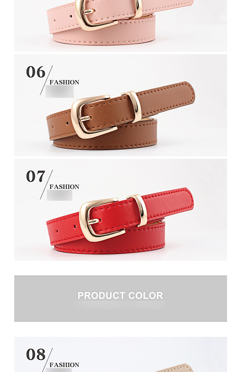 Fashion Gold Buckle + Khaki Dark Buckle Multicolor Belt,Thin belts