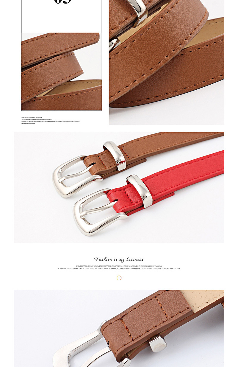 Fashion Silver Buckle + Camel Dark Buckle Multicolor Belt,Thin belts