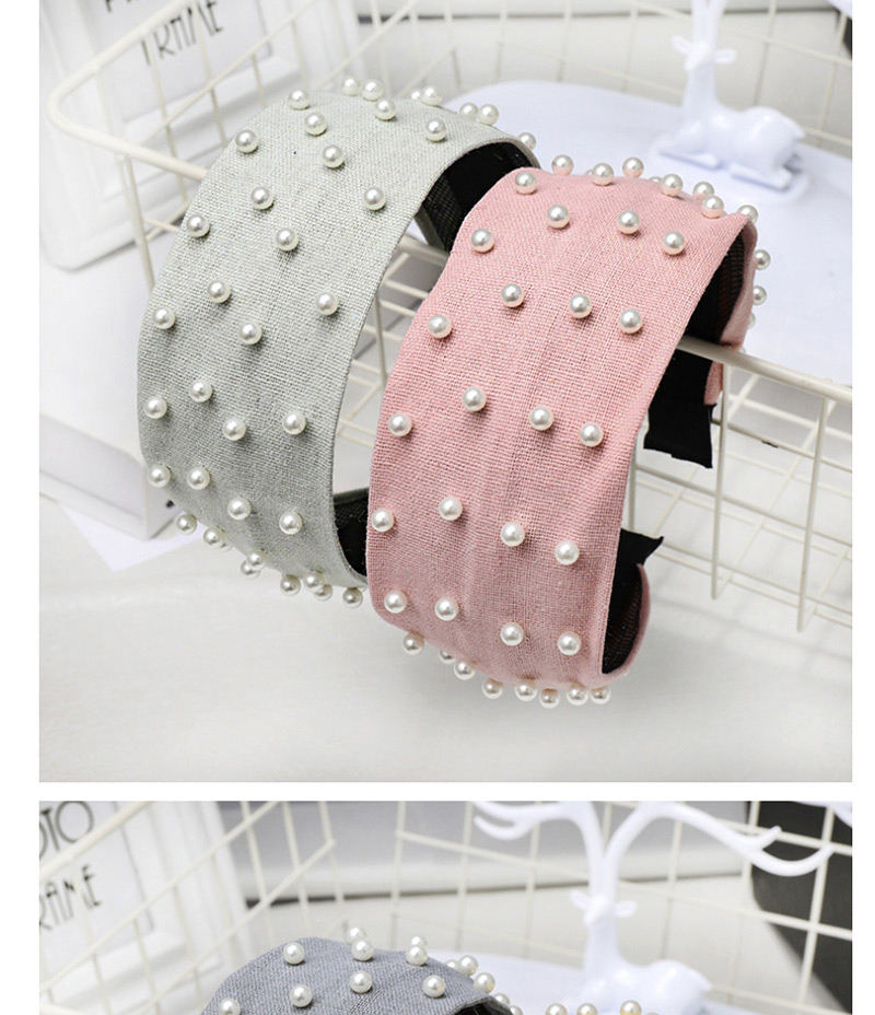 Fashion Pink Nailed Pearl Headband Nail Pearl Solid Color Wide-brimmed Headband,Head Band