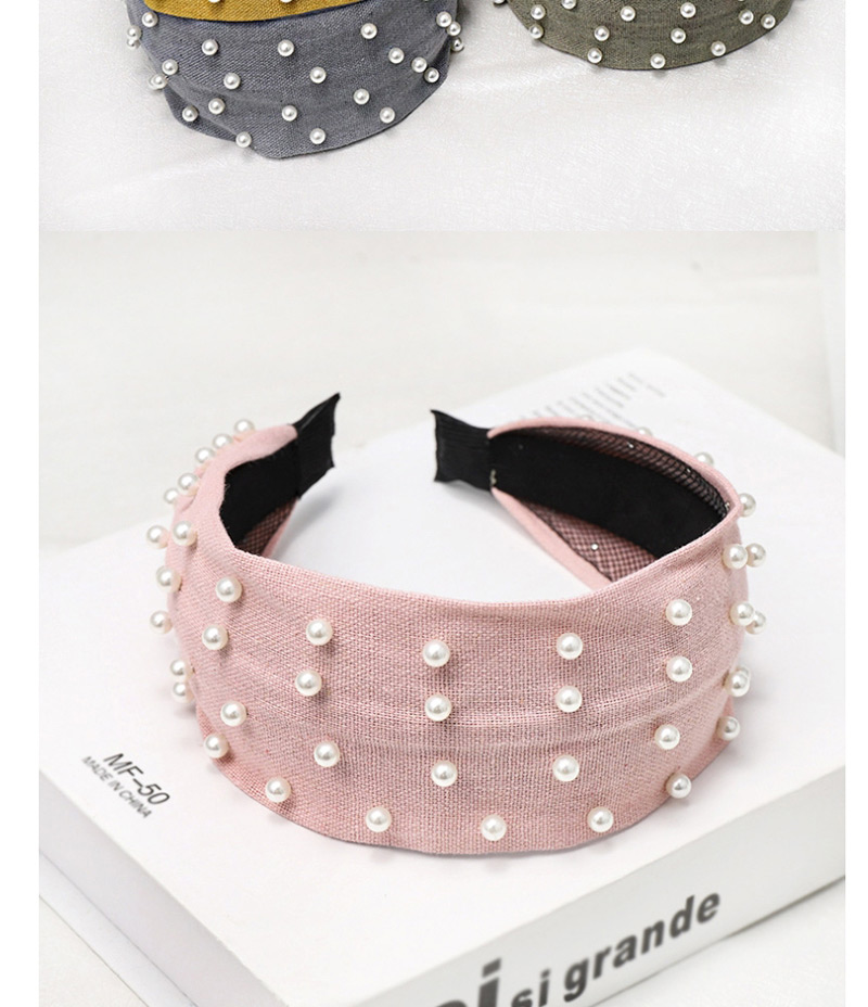 Fashion Pink Nailed Pearl Headband Nail Pearl Solid Color Wide-brimmed Headband,Head Band
