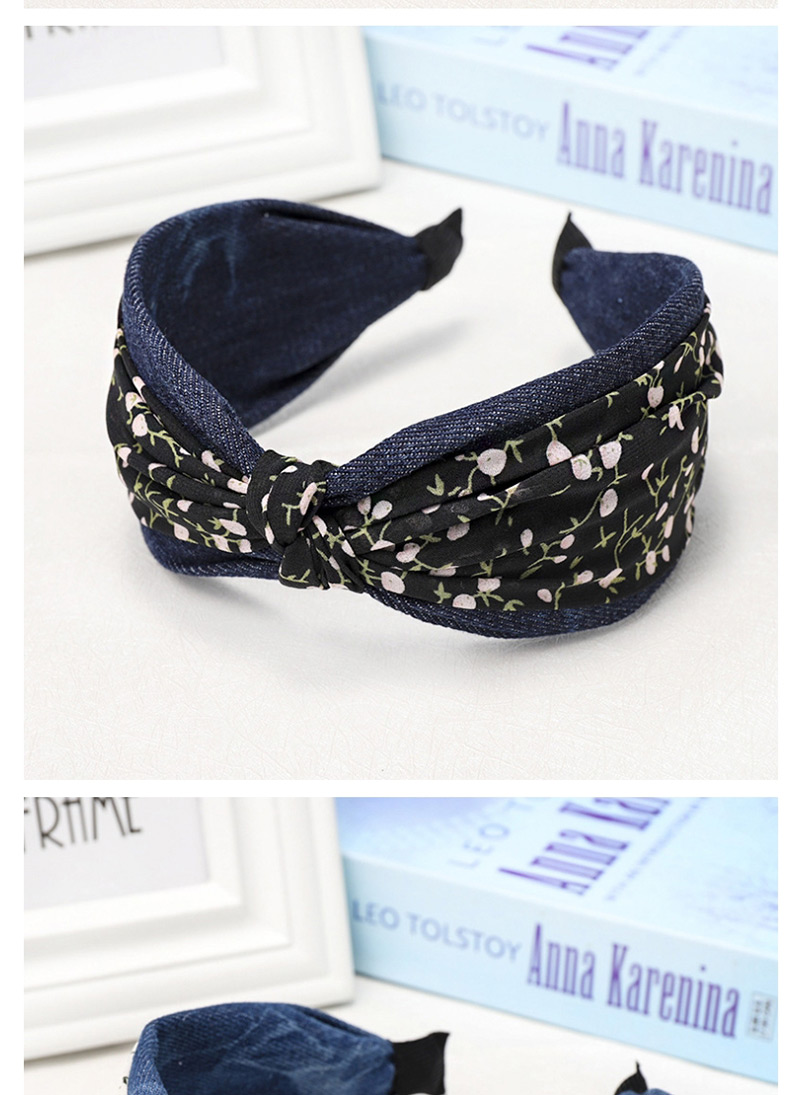 Fashion Black Middle Knot Headband Printed Chiffon Fabric Headband,Head Band