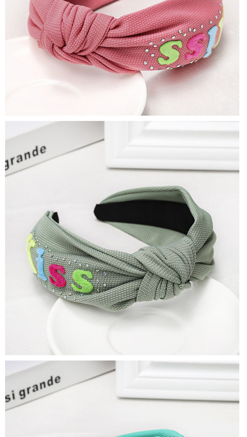 Fashion Fluorescent Green Letter Rhinestone Headband Wide-brimmed Temperament Solid Color Letter Water Drill Hoop,Head Band