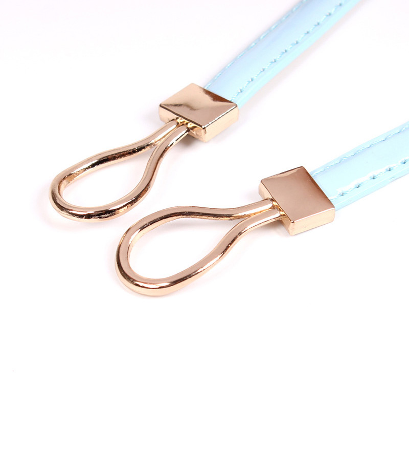 Fashion Light Pink Double Buckle Adjustment Belt,Thin belts