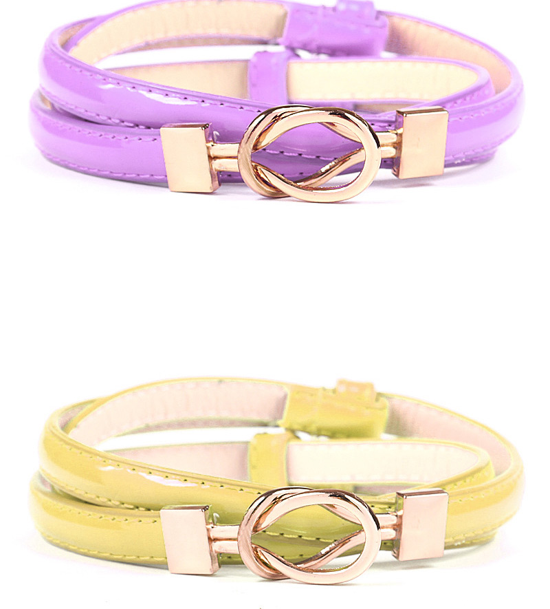Fashion Light Pink Double Buckle Adjustment Belt,Thin belts