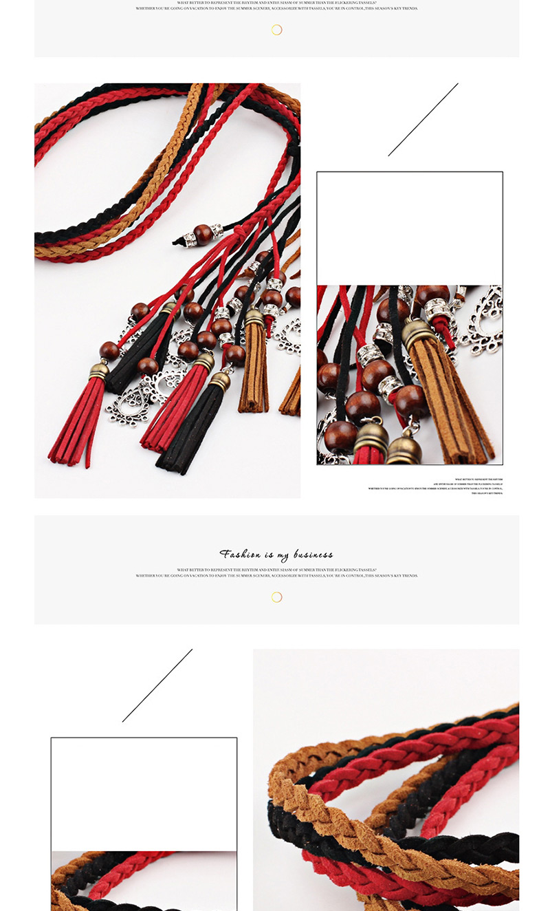 Fashion Red Braided Tail Knotted Belt,Thin belts