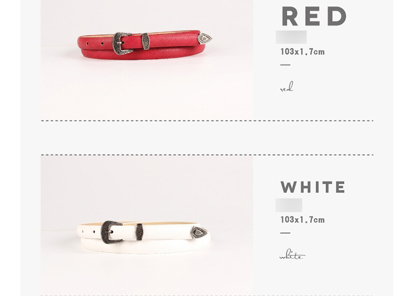 Fashion White Pin Buckle Three-piece Belt,Thin belts