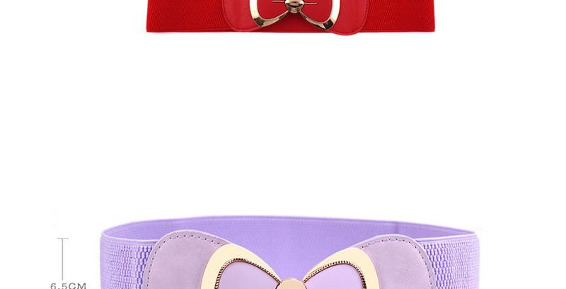 Fashion Light Purple Large Bow Elastic Wide Girdle,Wide belts