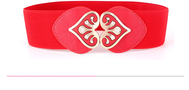 Fashion Red Peach Heart Buckle Elastic Wide Waist Seal,Wide belts