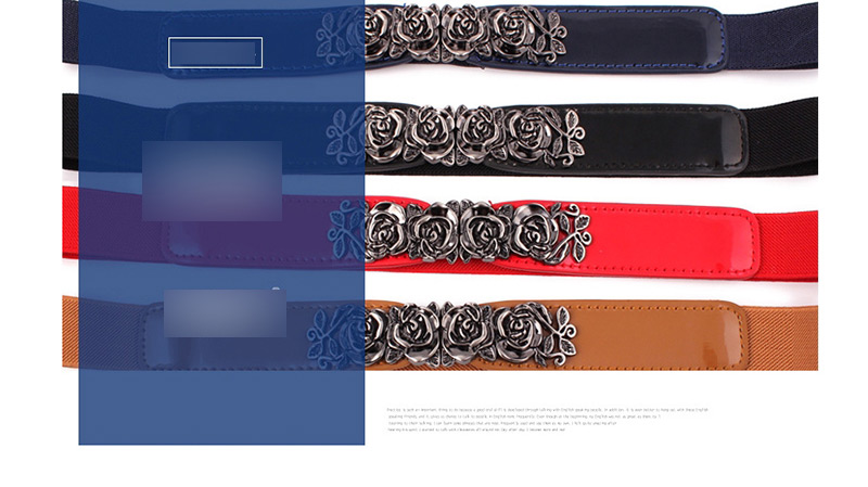 Fashion Red Rose Imitation Leather Counterpart Elastic Small Waist Seal,Thin belts