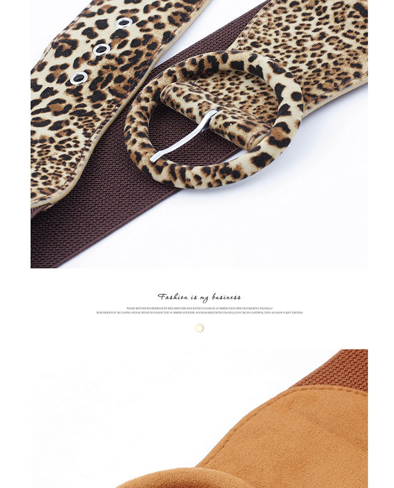Fashion Black Leopard Pattern Large Ring Pin Buckle Wide Belt,Wide belts