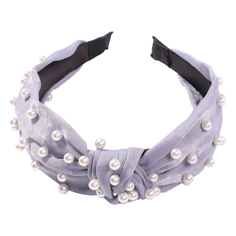 Fashion Gray Cloth Pearl Knotted Headband,Head Band