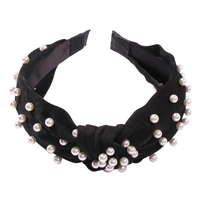 Fashion Black Cloth Pearl Knotted Headband,Head Band