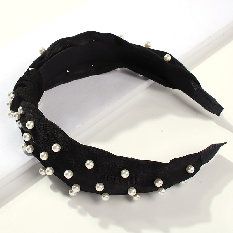 Fashion Black Cloth Pearl Knotted Headband,Head Band