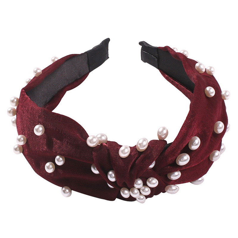 Fashion Red Wine Cloth Pearl Knotted Headband,Head Band