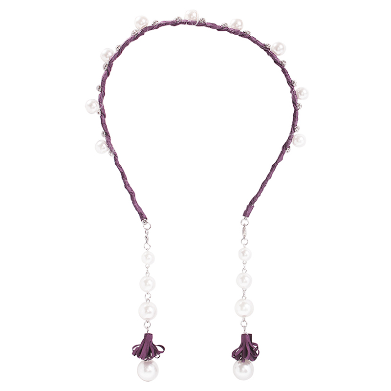 Fashion Purple Alloy Water Rippled Diamond Pearl Pendant Headband,Head Band